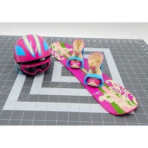 My American Girl Doll Snowboard Gear Helmet Boots Goggles 2012 Pink Green Blue